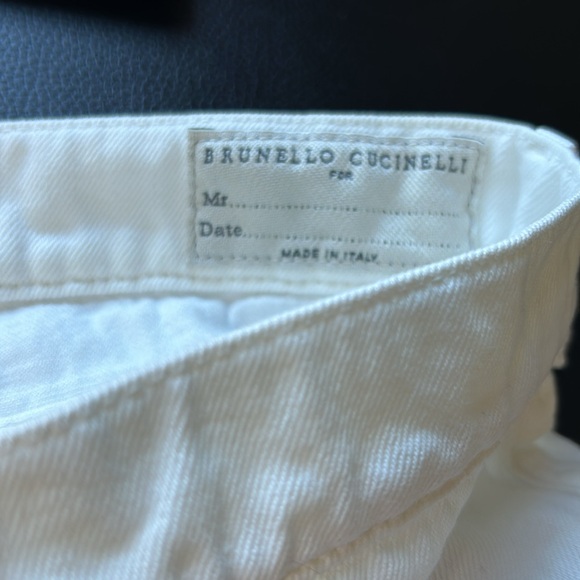 BRUNELLO CUCINELLI Mens Slim Fit Straight Leg Logo Embroidered Jeans White 35x32 - Picture 11 of 16